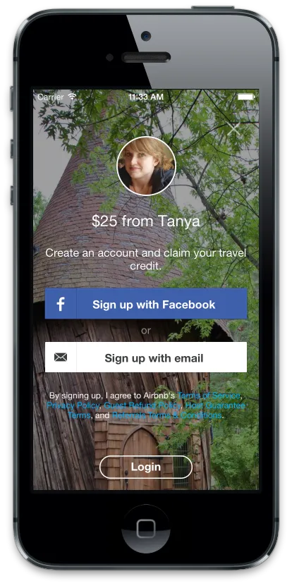 #1 Airbnb – In-App Referral Landing Page